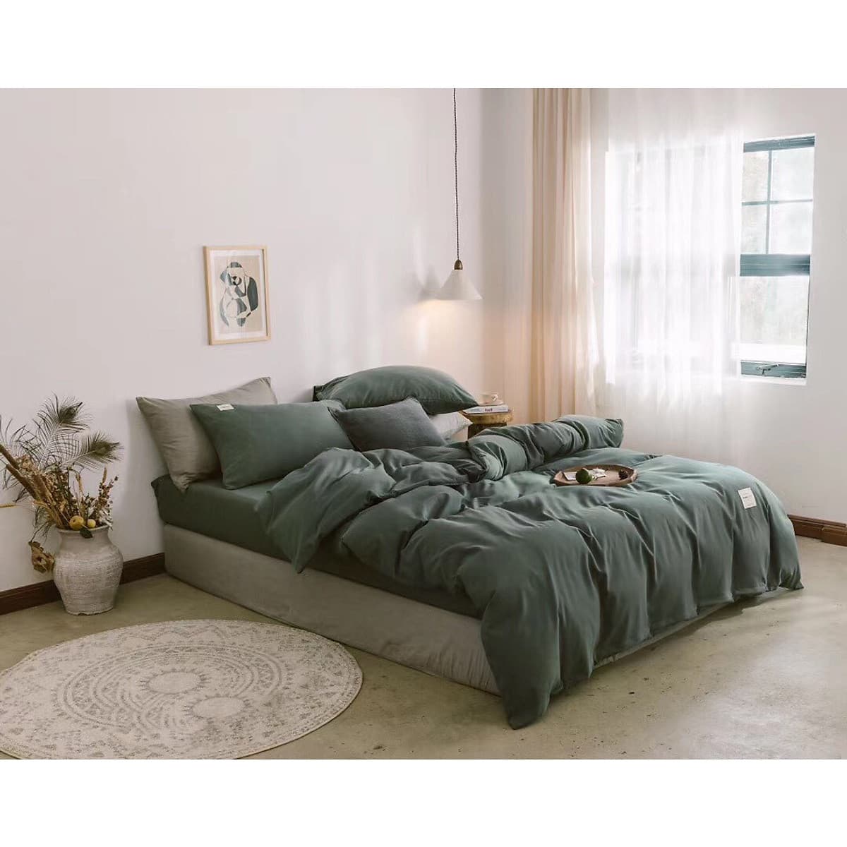 Bộ 4 món chăn ga gối cotton Tici cao cấp TC45 hàng đẹp (set gồm 1 ga, 1 chăn có khóa lồng được ruột, 2 vỏ gối)