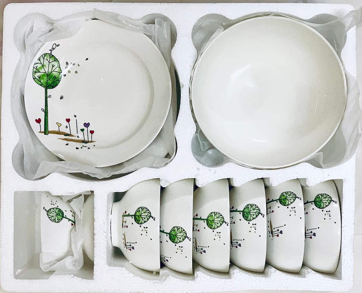 Bộ đồ ăn gốm sứ cao cấp 11 món :bát, đĩa, tô, chén  gốm sứ  