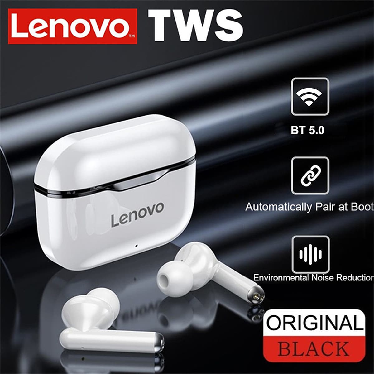 Tai nghe thể thao không dây Lenovo LP1 TWS Bluetooth 5.0 True Wireless cảm ứng thông minh chống thấm IPX4