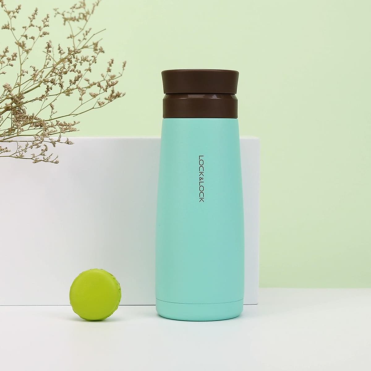 Bình Giữ Nhiệt Lock&Lock Macaron 450ml LHC4230 - Hàng Chính Hãng, Chất Liệu Thép Không Gỉ, Có Lưới Lọc Trà Tiện Dụng Kèm Ống Hút Inox 304