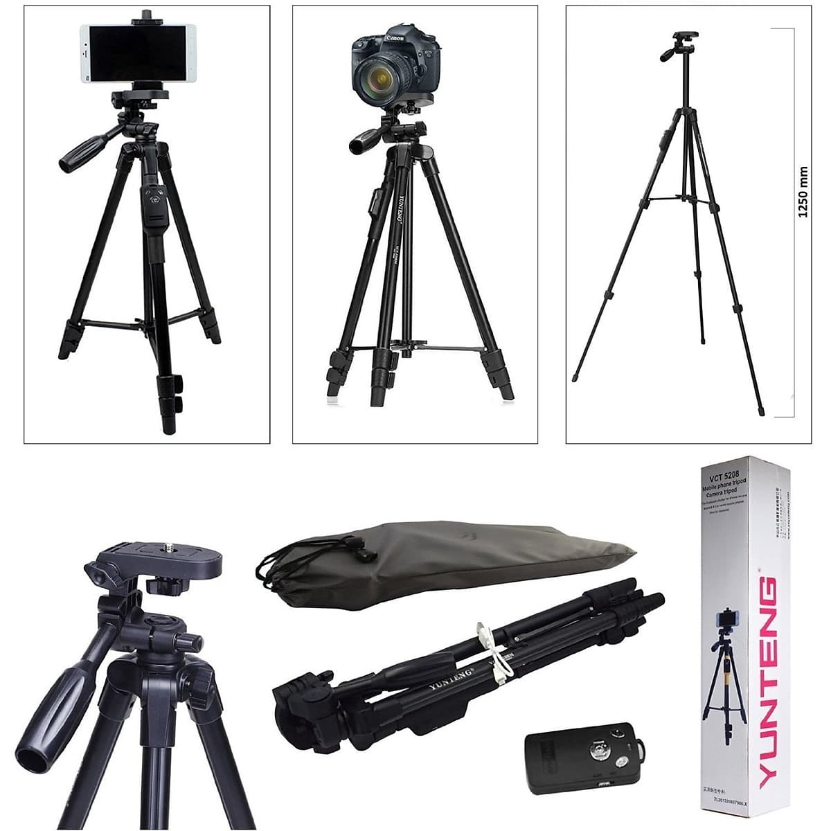 Chân Máy Ảnh Tripod Yunteng VCT-5208 - Hàng Nhập Khẩu