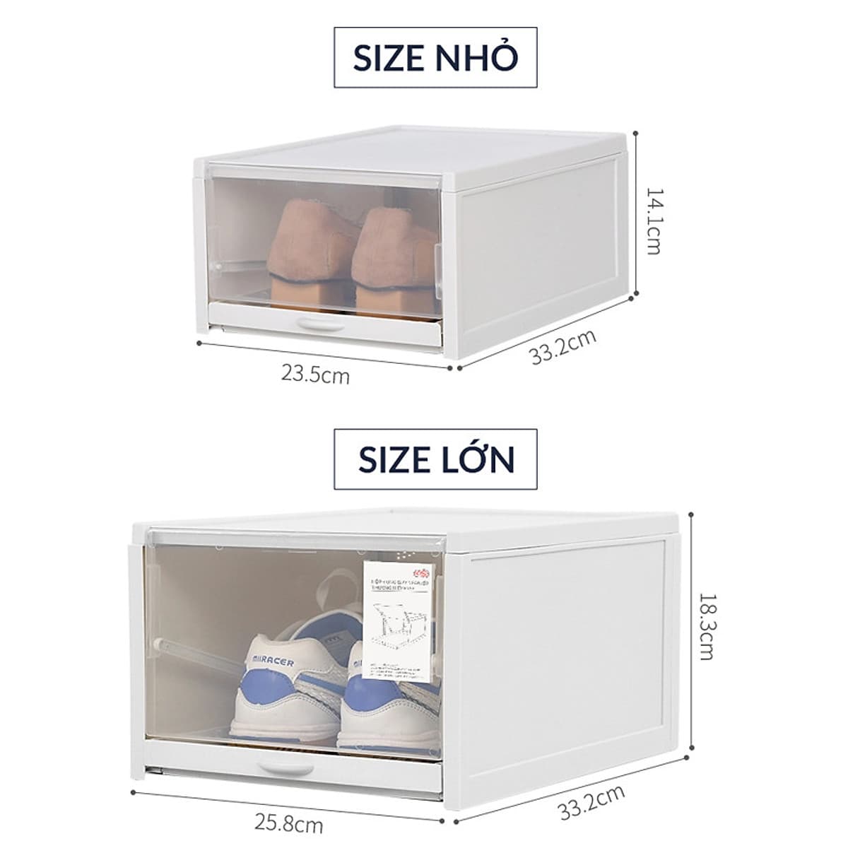 Hộp đựng giày KYS Plus nhựa cứng có ngăn kéo 