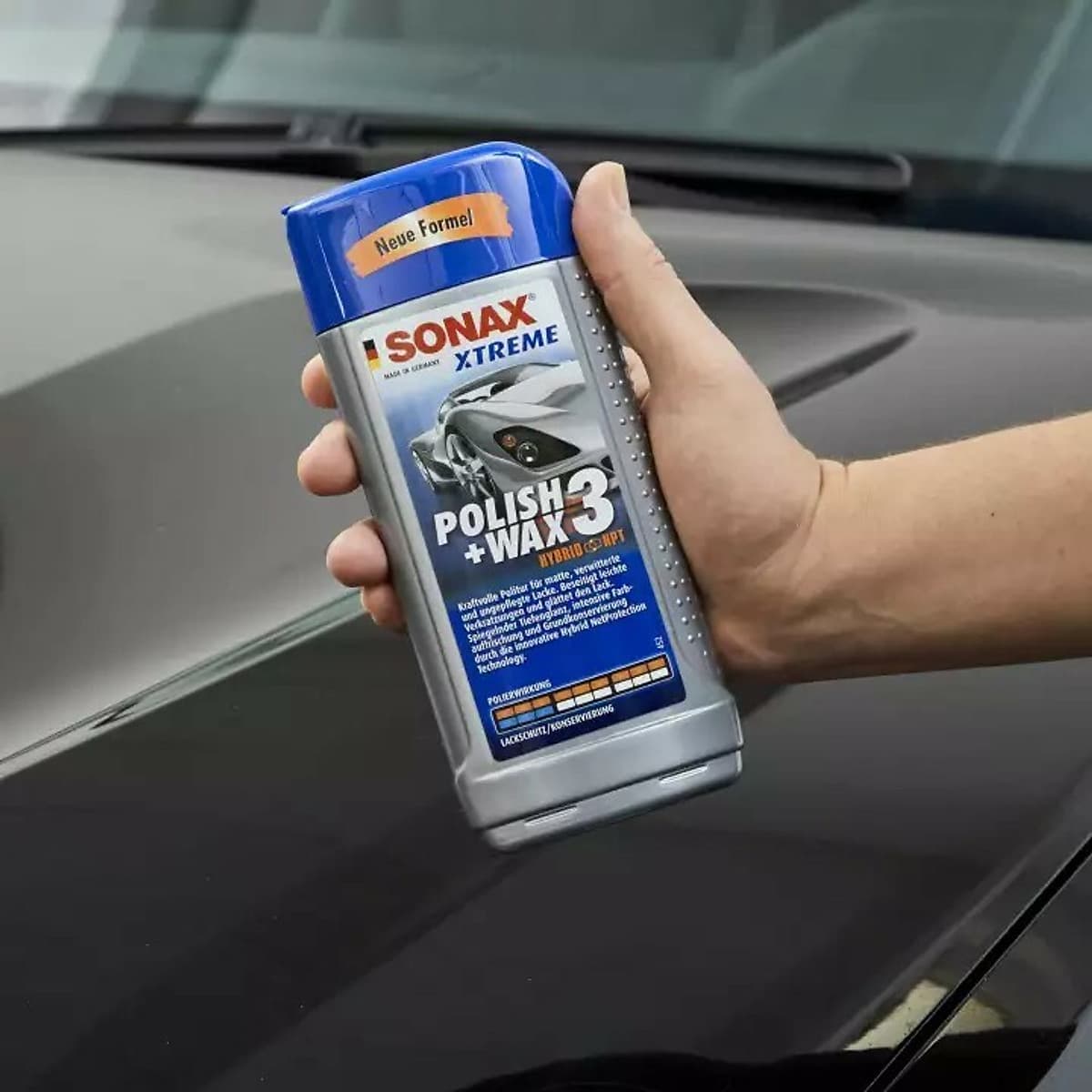 Dung dịch xóa xước, đánh bóng và bảo vệ sơn xe ô tô, xe hơi 3 trong 1 Sonax Wax 250 ml 202100