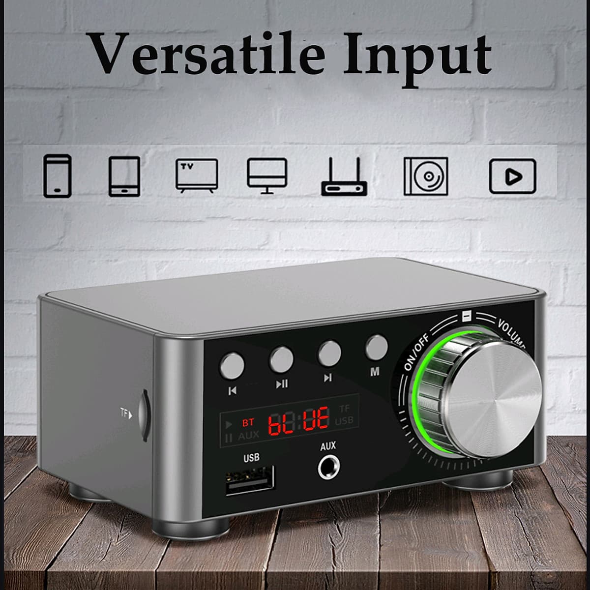 HIFI BT5.0 Digital Amplifier Mini Stereo Audio Amp 100W Dual Channel Sound Power Audio Receiver Stereo AMP USB AUX for