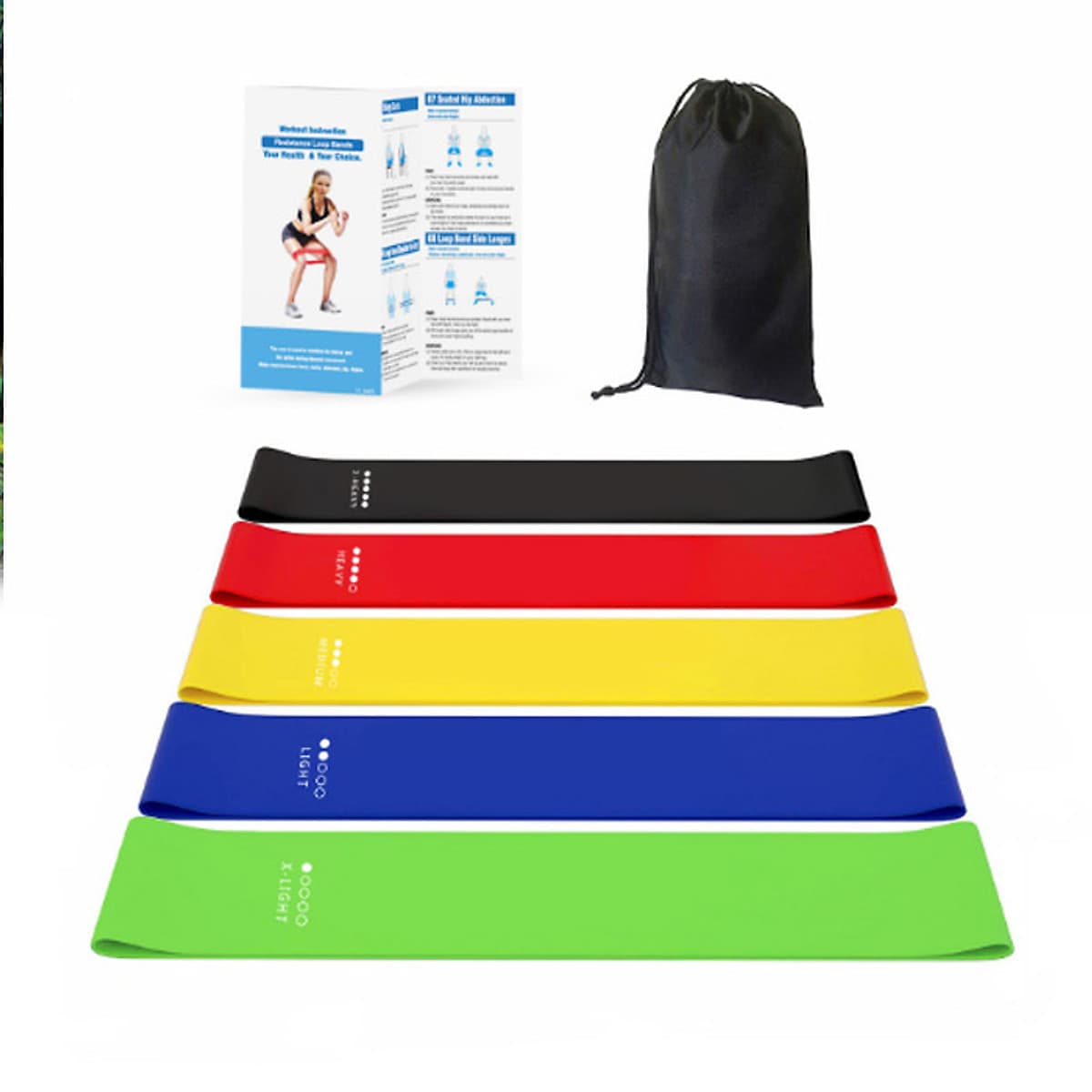 Bộ 5 dây đàn hồi tập gym, dây đàn hồi  mini band tập yoga dây đàn hồi kháng lực cao cấp, dây đàn hồi tập thể dục Cleacco ( bộ 5 dây đủ màu trong 1 túi )