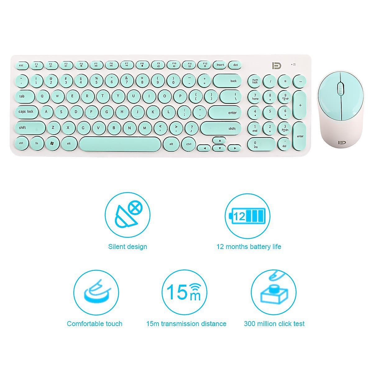Bộ bàn phím và chuột không dây IK6630 siêu mỏng, siêu tiết kiệm pin, không gây tiếng ồn (màu ngẫu nhiên)