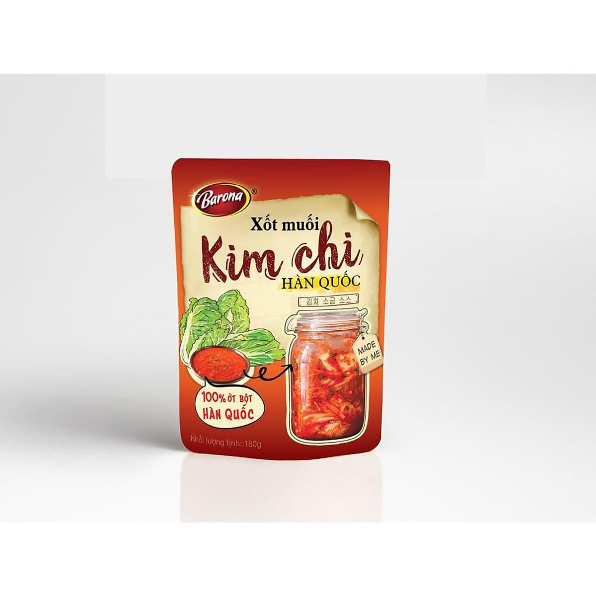 Tặng 1 hũ thủy tinh cao cấp khi mua combo 2 gói Xốt muối Kim Chi Hàn Quốc Barona 180g
