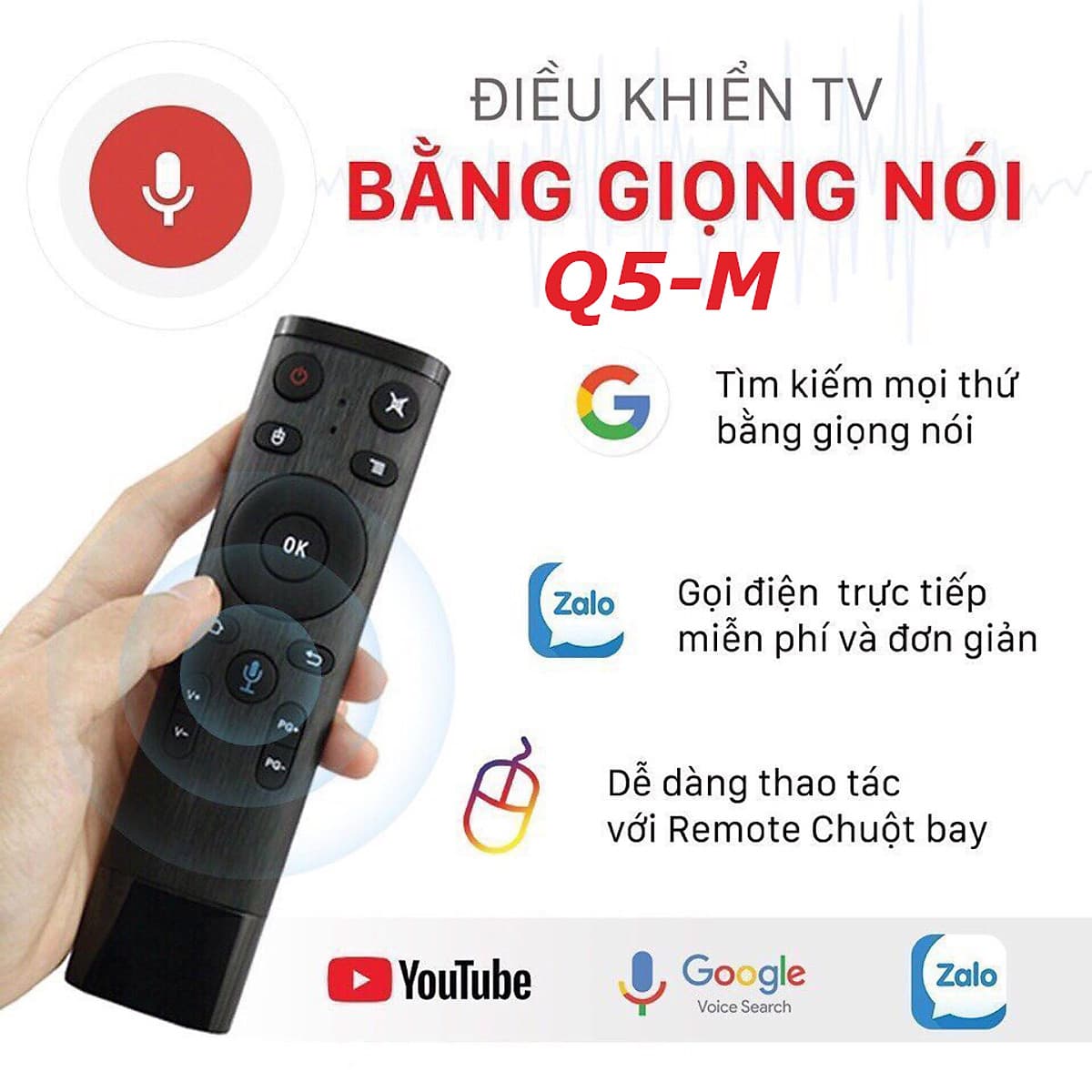 Chuột bay điều khiển không dây có giọng nói cho Android tivi 