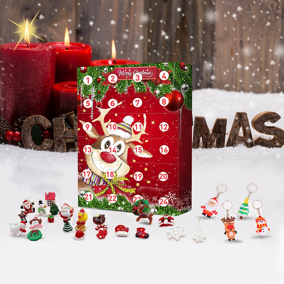 Christmas Elk Advent Calendar 2020 With 24 Little Doors Mystery Gift for Kids Children Fun Surprise