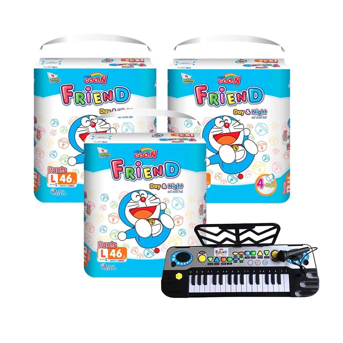 Combo 3 Bịch Tã Quần Goon Friend Doremon Mới M54/L46/XL40/XXL34/XXXL22 - Tặng đồ chơi đàn Organ