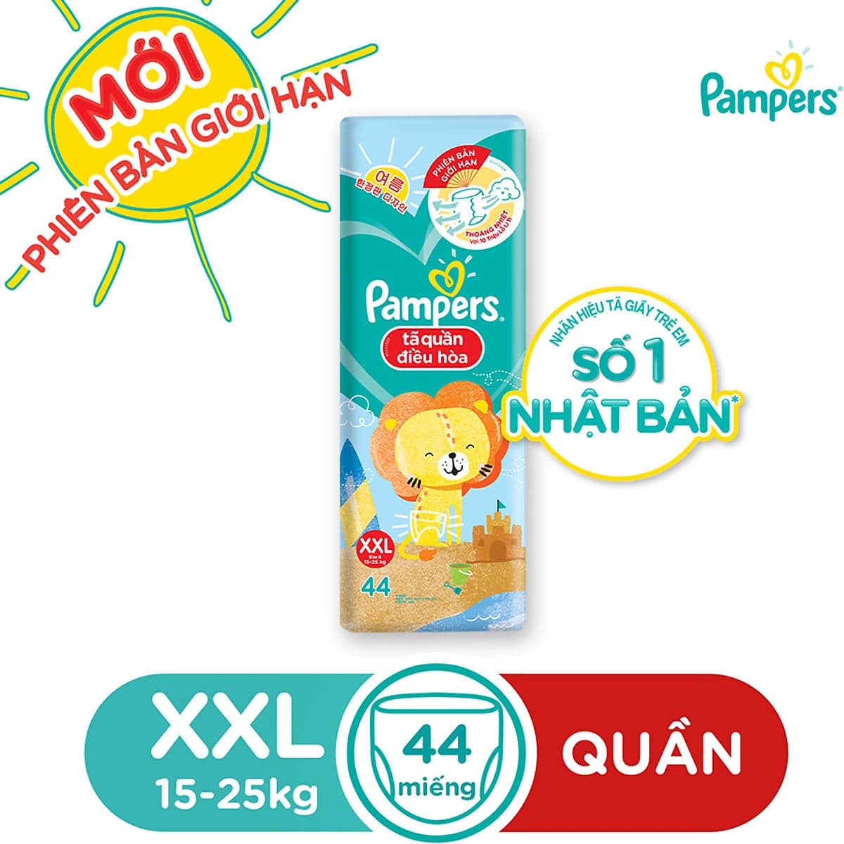 Tã Quần Pampers Điều Hoà Gói Lớn XXL44 (15-25kg)