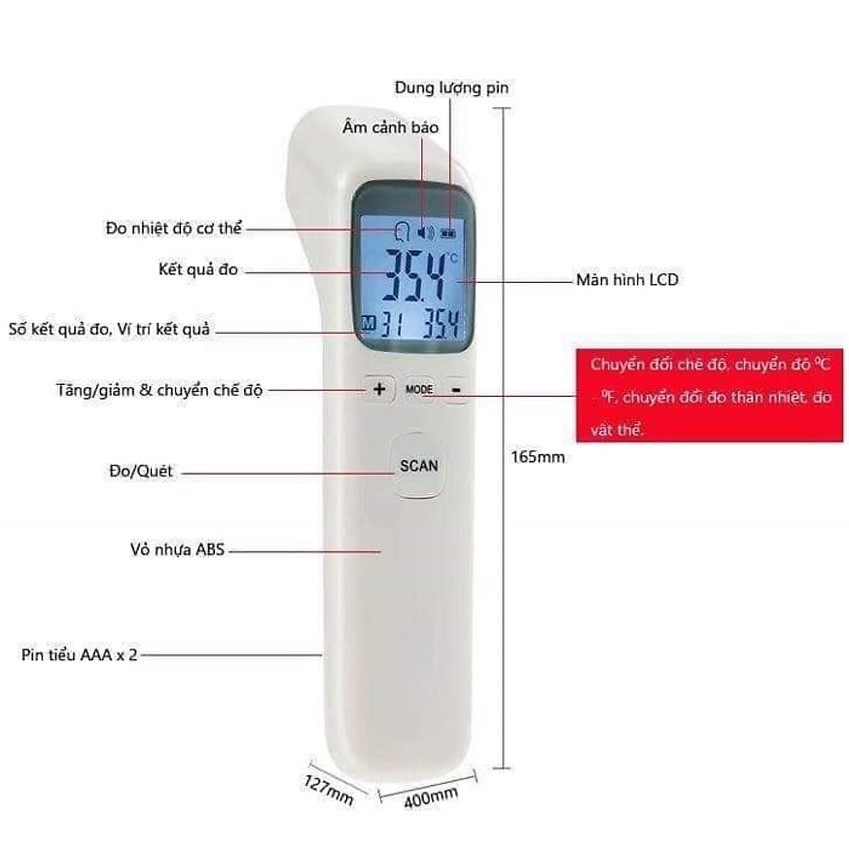 Nhiệt Kế Hồng Ngoại Đo Nhiệt Độ Cho Bé