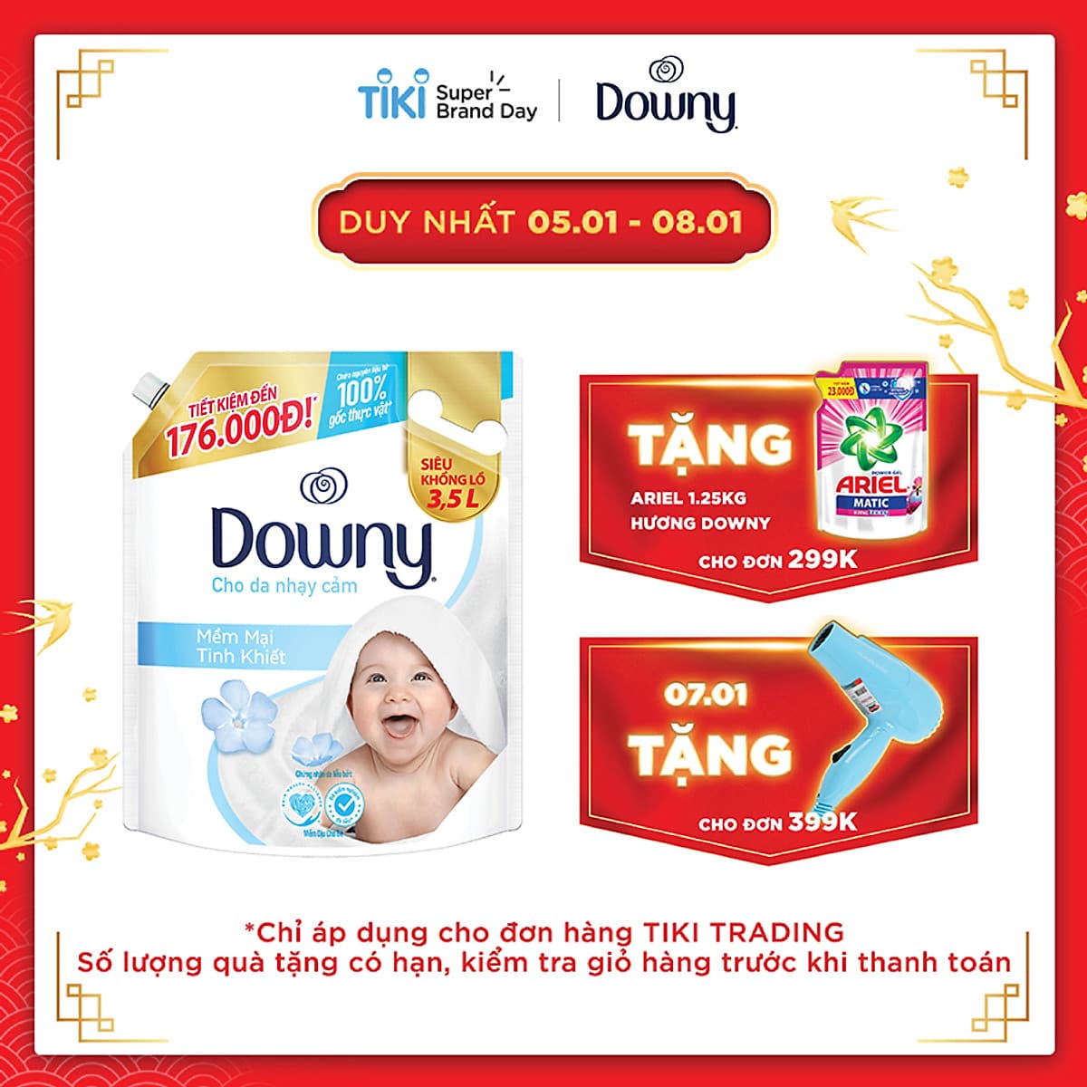 Nước Xả Vải Downy Mềm Mại Tinh Khiết (3.5L/ Túi) 