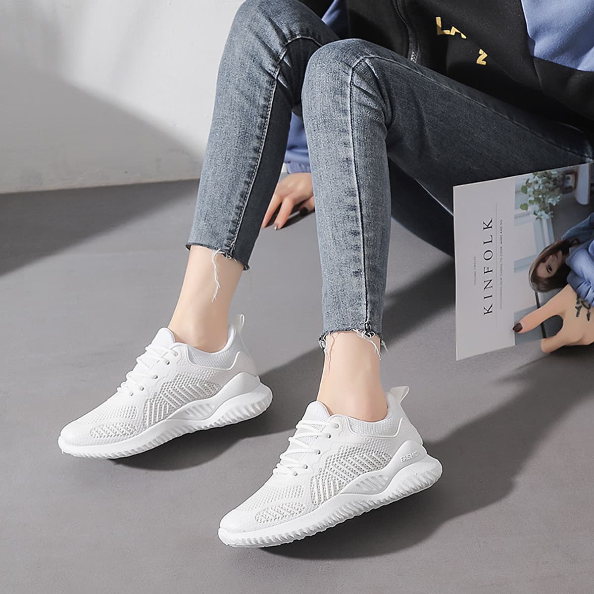 Giày thể thao Giày đi bộ Nữ huấn luyện viên nhẹ Knit mềm