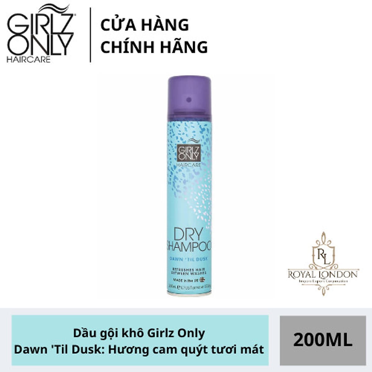 DẦU GỘI KHÔ GIRLZ ONLY 200ML, BỒNG BỀNH CHO TÓC BẾT, CÓ HƯƠNG THƠM, 5 PHÂN LOẠI, HÀNG CHÍNH HÃNG