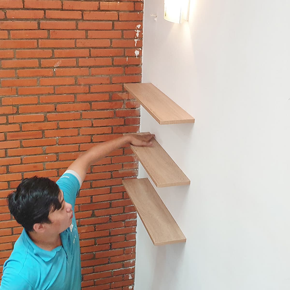 Bộ 3 Kệ Gỗ Trang Trí Treo Tường Giấu Chân 40cm x 15cm KT117  (Nhiều màu)
