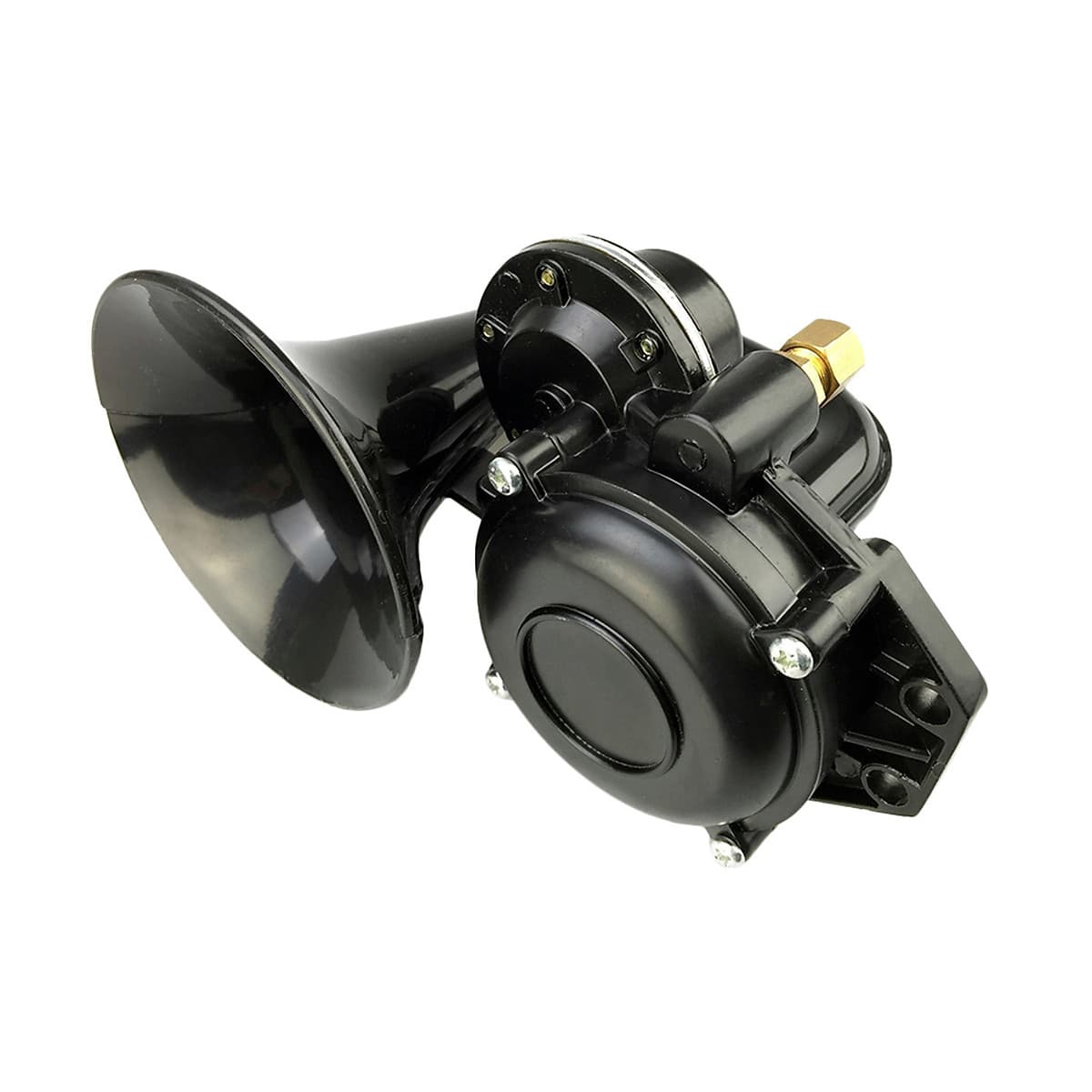 12V/24V 120DB Loud Single Trumpet Snail Air Horn Siren Waterproof Speaker Universal For Car Truck Bus Van - Black