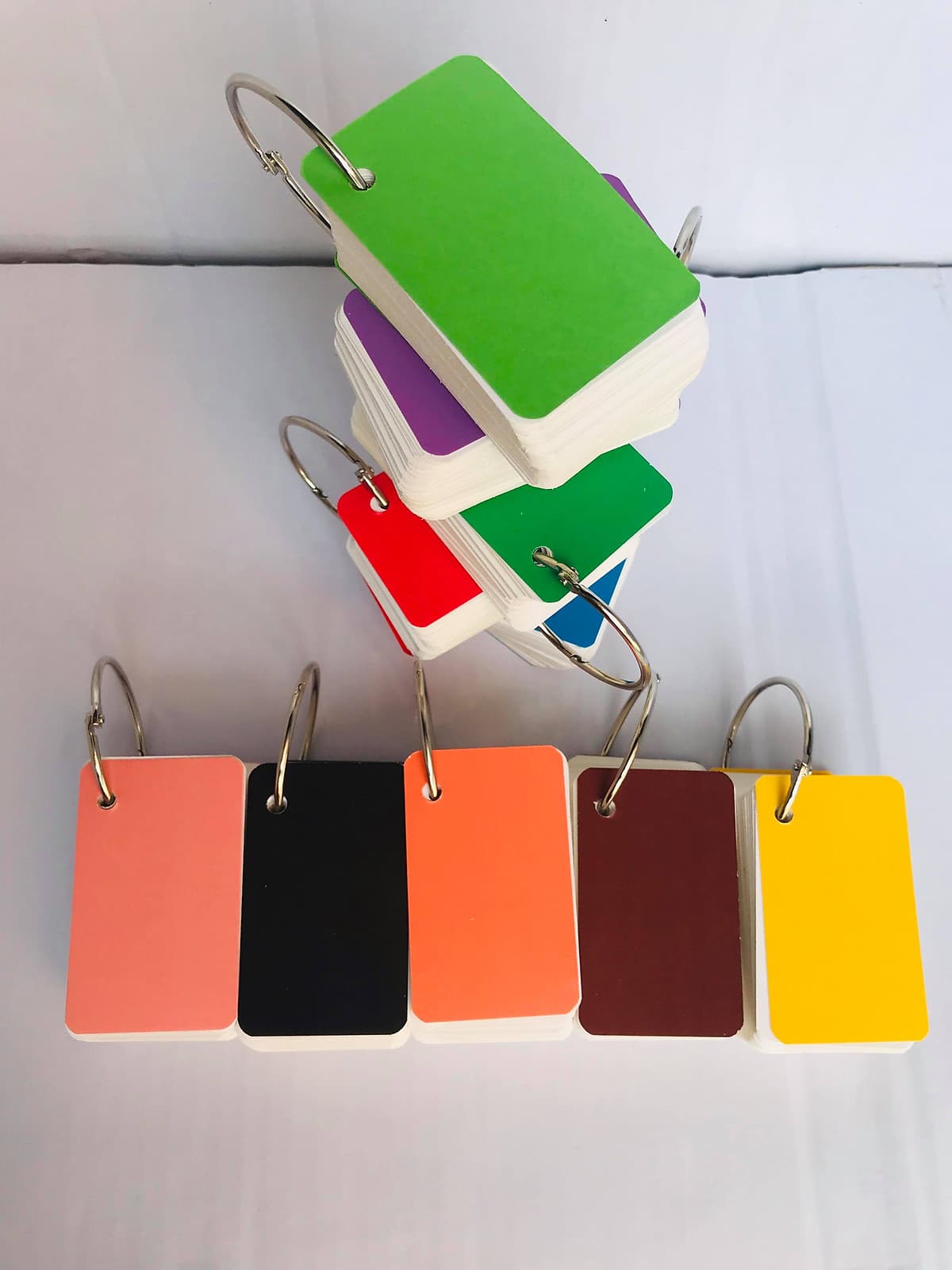 combo 5 bộ flashcard trắng ivory cao cấp 5x8cm định lượng 350gsm siêu dày bo góc siêu đẹp Bộ Thẻ Ghi Nhớ 500 thẻ học từ vựng Anh Nhật Hàn Trung Đức Pháp bo góc siêu đẹp tặng kèm khoen + BÌA CỨNG 3D
