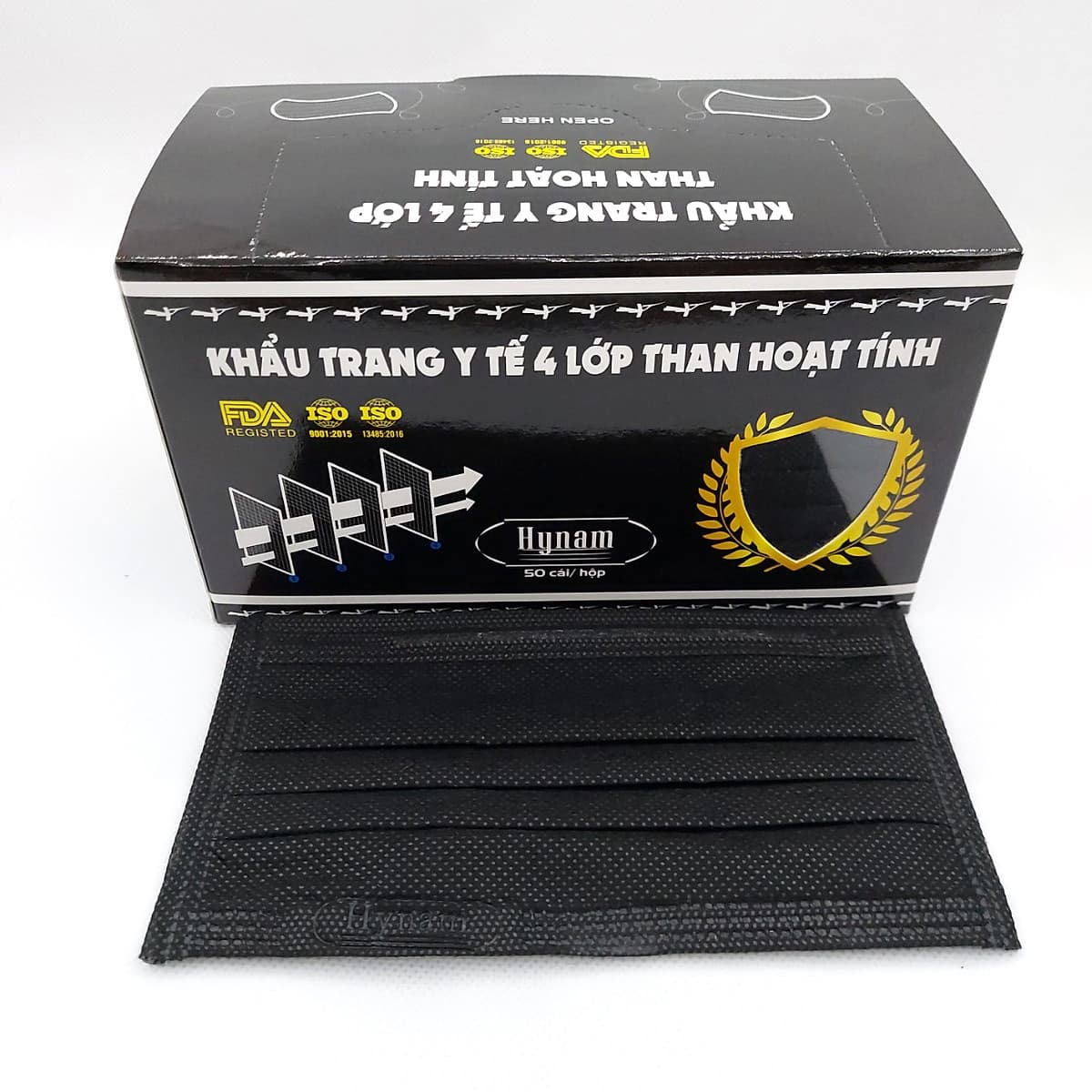 Khẩu trang y tế 4 lớp Hynam - Than hoạt tính - (50 cái/ hộp)