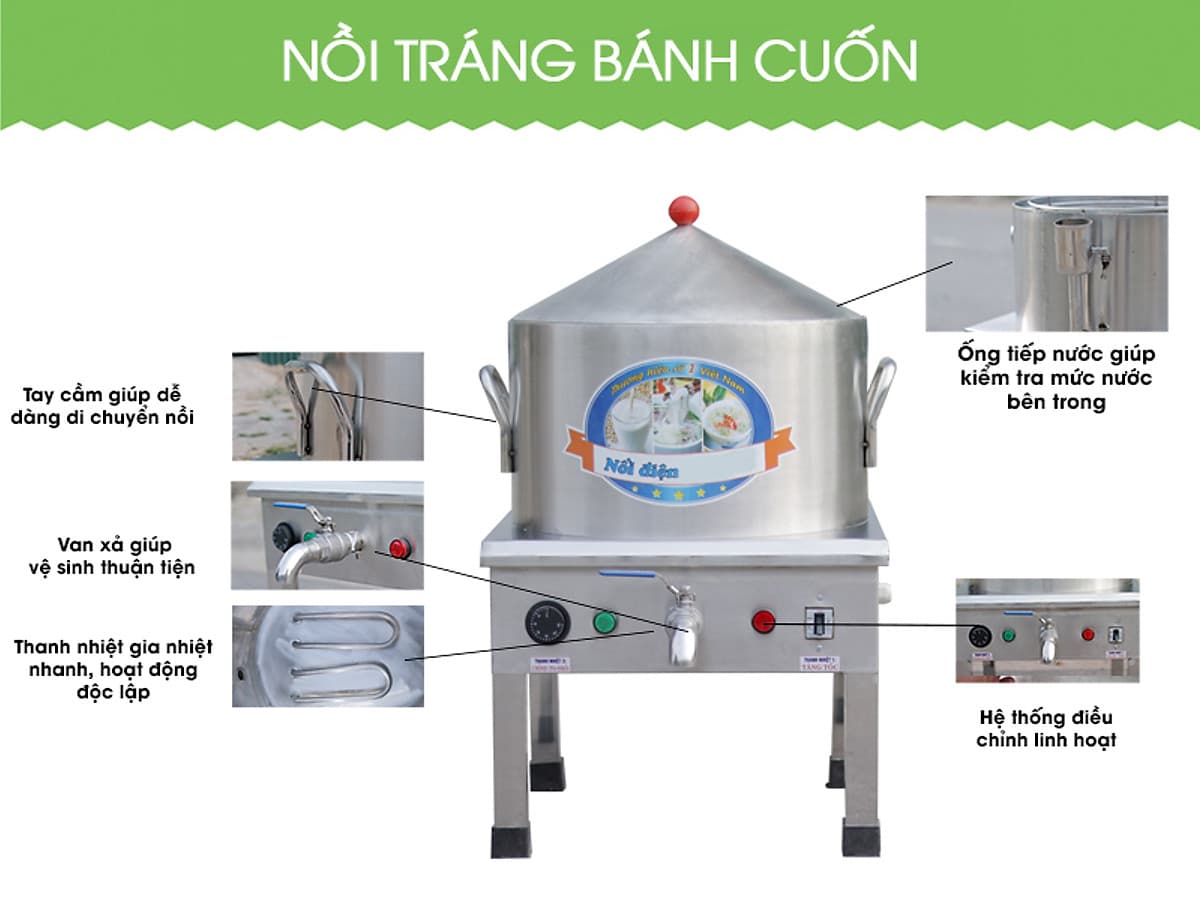 Nồi Tráng Bánh Cuốn Bằng Điện Công Nghiệp 35Cm