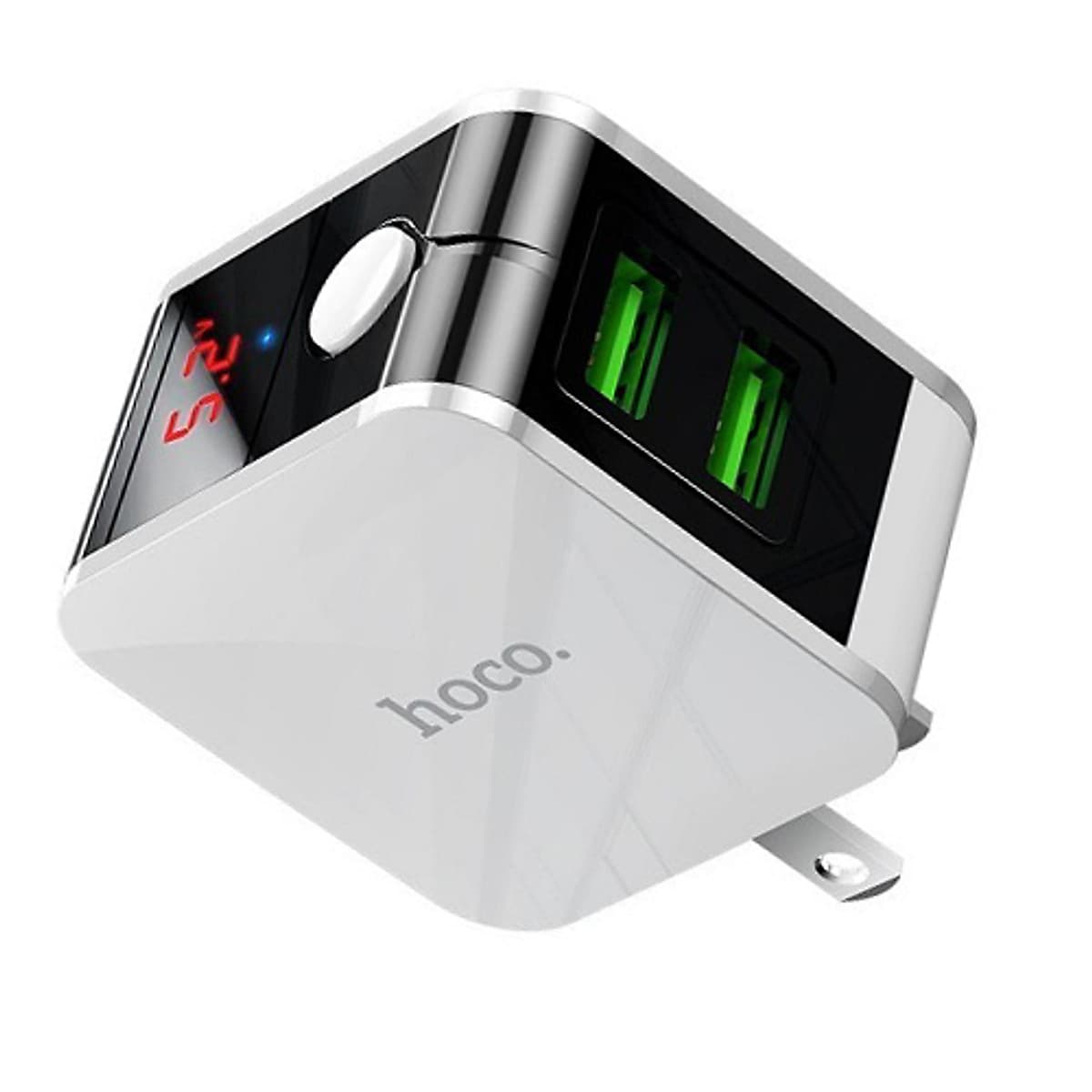 Cốc sạc nhanh 2.4A Hoco có màn hình LED 2 cổng tự ngắt nguồn chống chai pin ( 2 màu ) - Hàng chính hãng