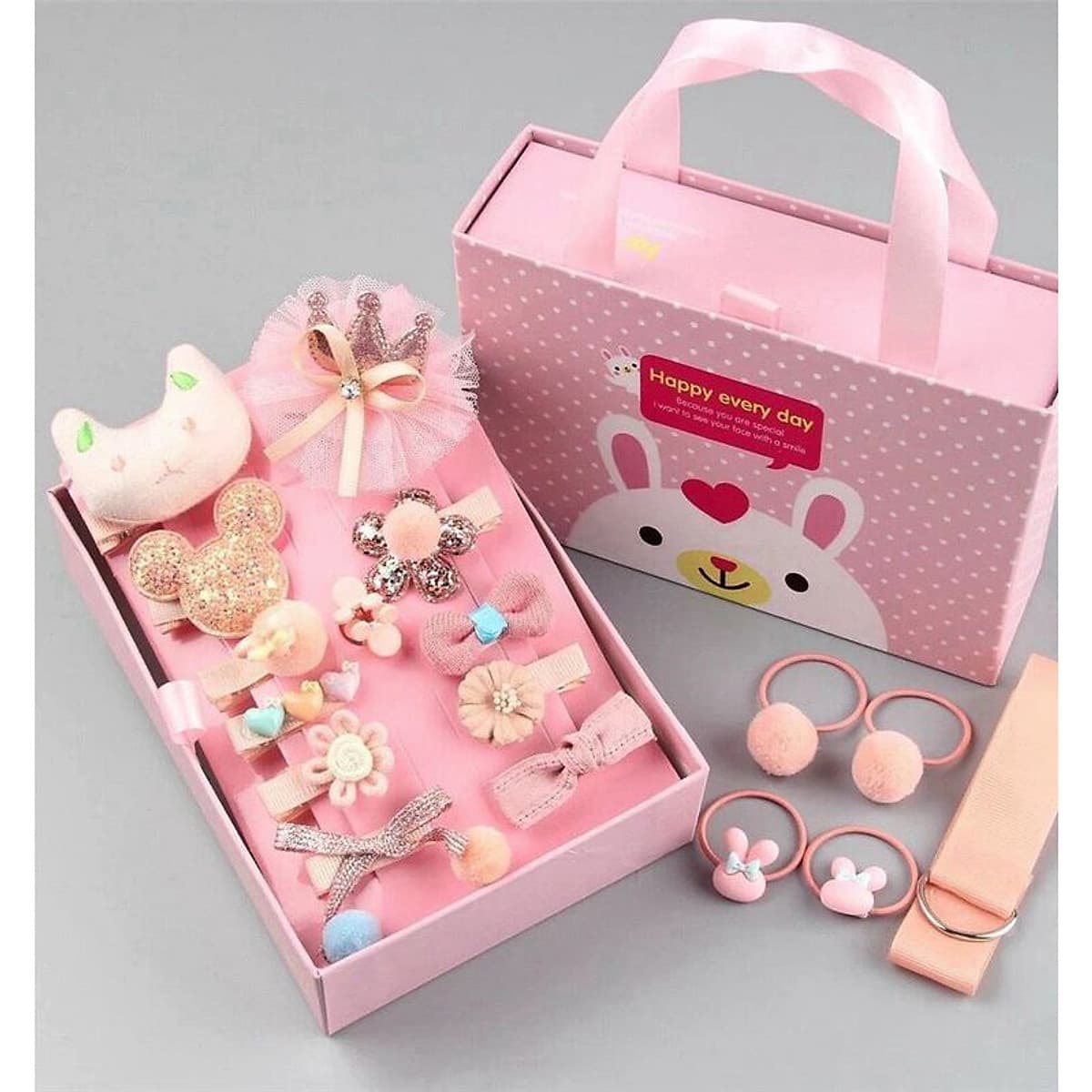 Kẹp tóc cho bé 18 chi tiết hàn quốc (kèm hộp đựng cute)