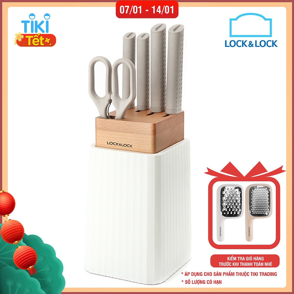 Bộ Dao 6 Món Lock&Lock (4 Dao, 1 Kéo, 1 Hộp Đựng Dao) CKK802