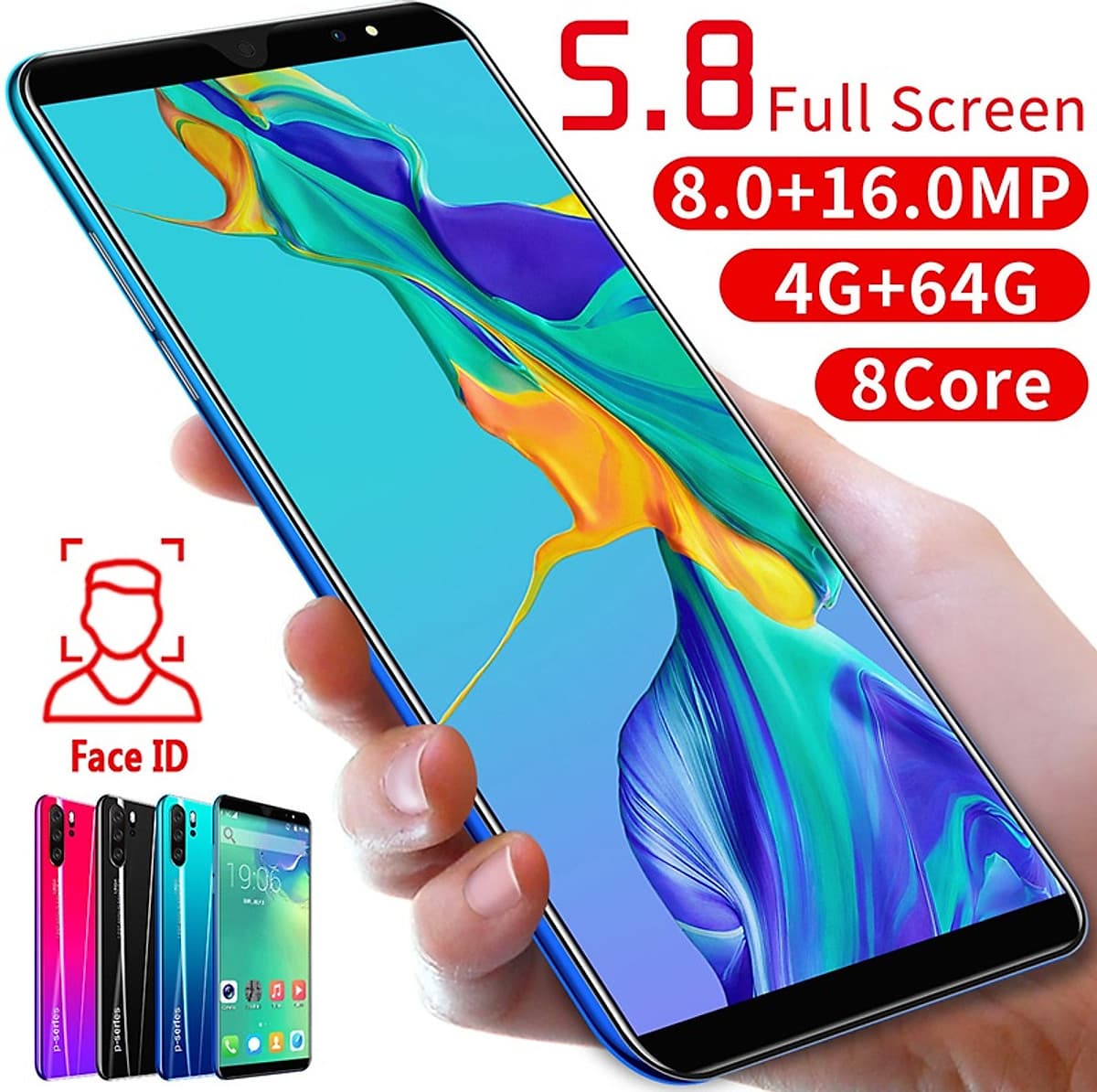 5.8Inches P33Pro Smart Mobile Phone 4G+64G Android 8.1 Air Distance Gesture Bluetooth 2.0 Phone