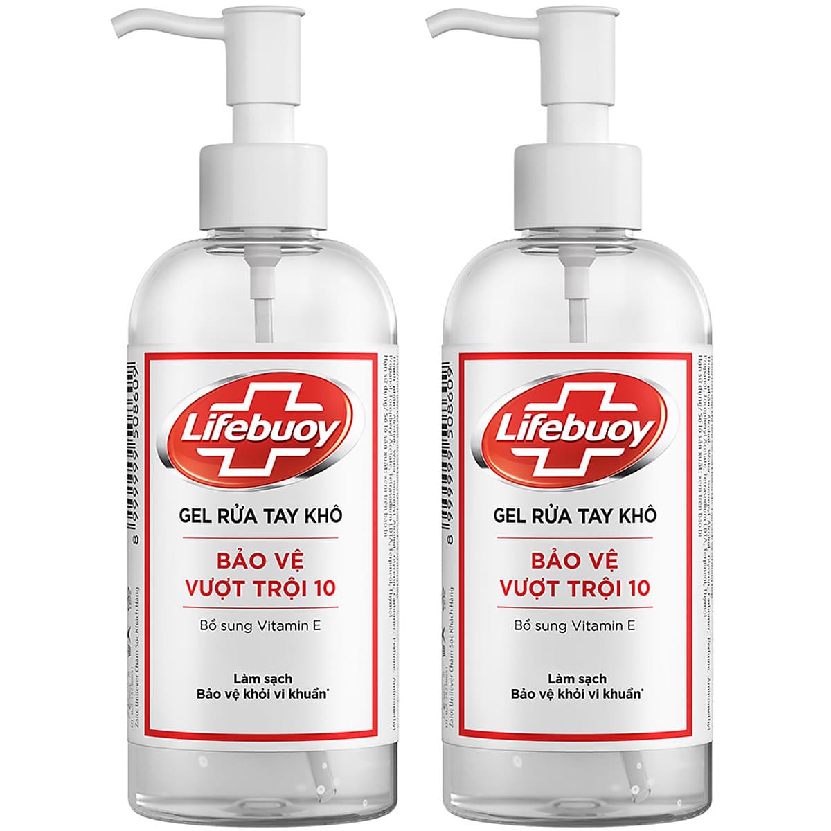 Combo 2 Chai Gel Rửa Tay Khô Sạch Siêu Nhanh Lifebuoy Bảo Vệ Vượt Trội 10 (Chai Vòi 235ml x 2)