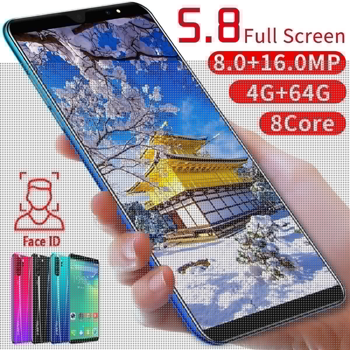 X27 5.8-inch 8-core 4G + 64G Smartphone Face Recognition Plug