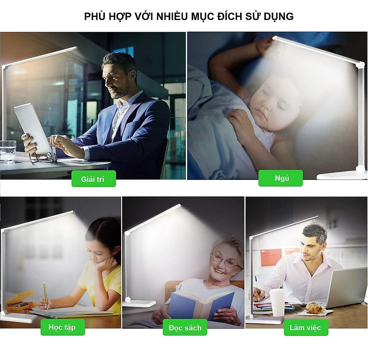 Đèn Bàn Học Đọc Sách, Làm Việc (Học Sinh, Sinh Viên, Văn Phòng) LED Chống Cận, Cảm Ứng Nhôm Cao Cấp eLights TD-621