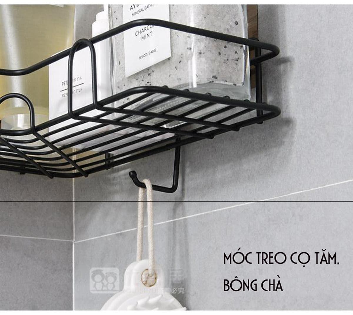 Giá góc, kệ góc treo tường bằng miếng dính (không phải khoan) cho nhà bếp, phòng tắm thêm gọn gàng, để được nhiều đồ hơn