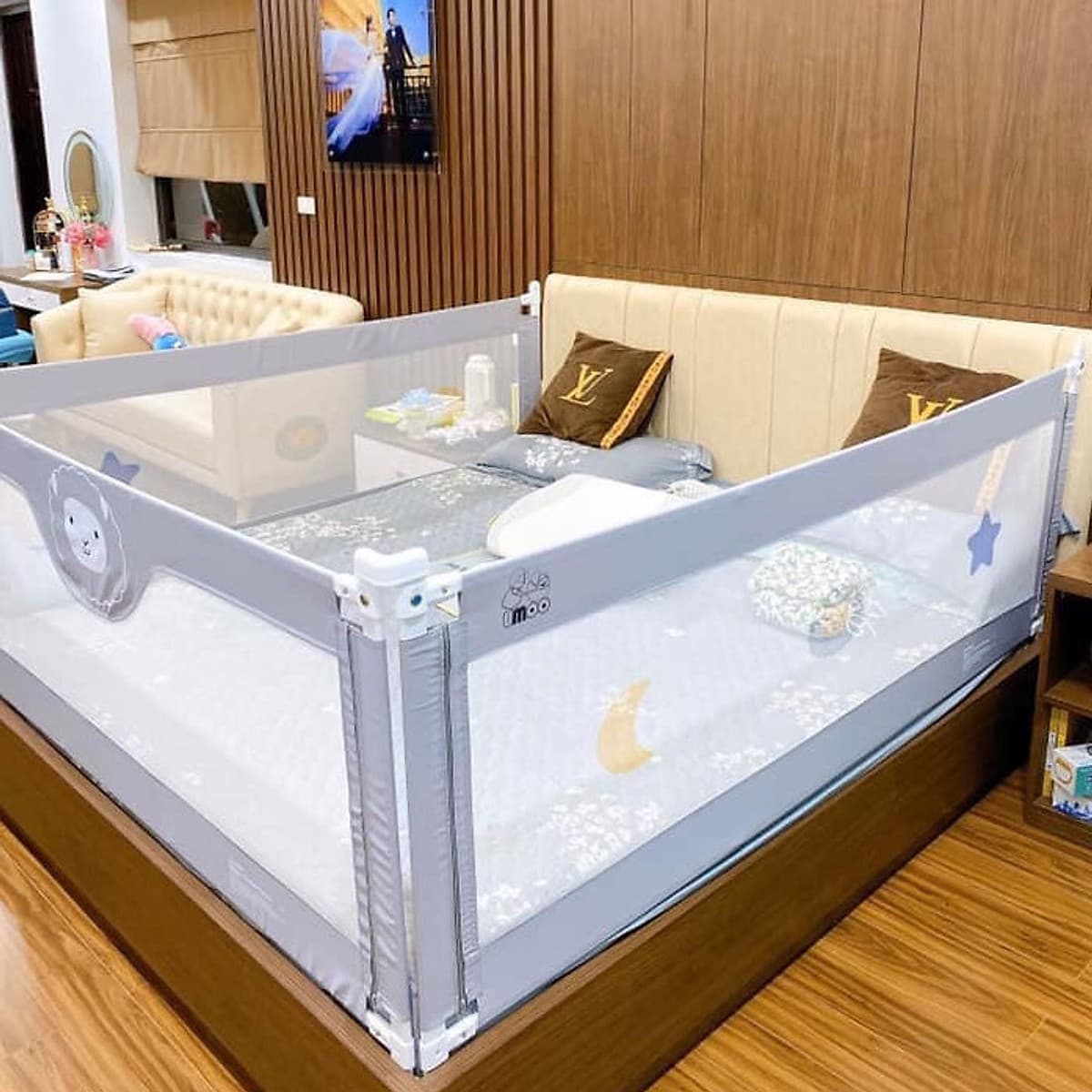 Thanh chắn giường Umoo, khung chắc chắn cho bé ngủ và chơi an toàn (Giá 1 thanh)