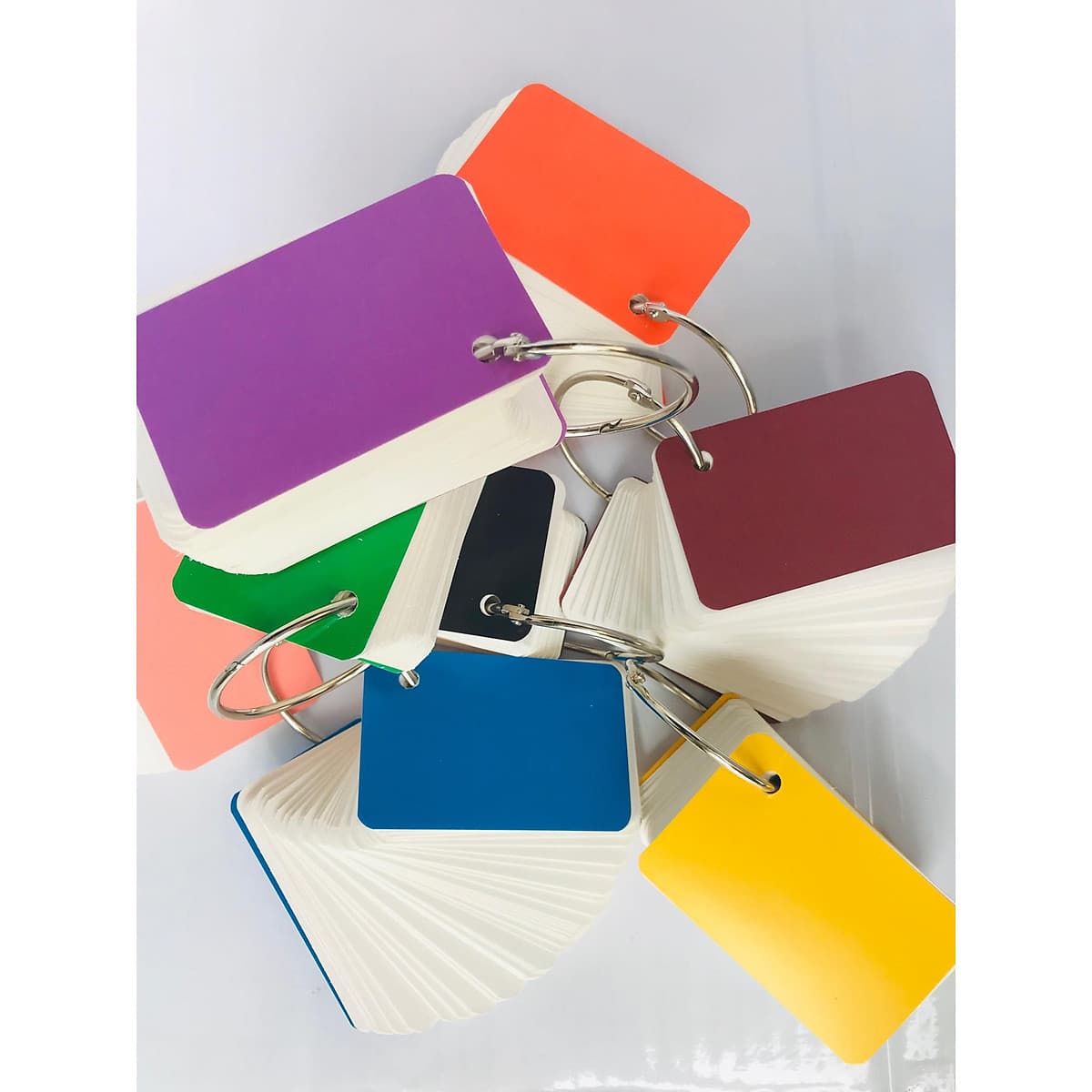 combo 5 bộ flashcard trắng ivory cao cấp 5x8cm định lượng 350gsm siêu dày bo góc siêu đẹp Bộ Thẻ Ghi Nhớ 500 thẻ học từ vựng Anh Nhật Hàn Trung Đức Pháp bo góc siêu đẹp tặng kèm khoen + BÌA CỨNG 3D