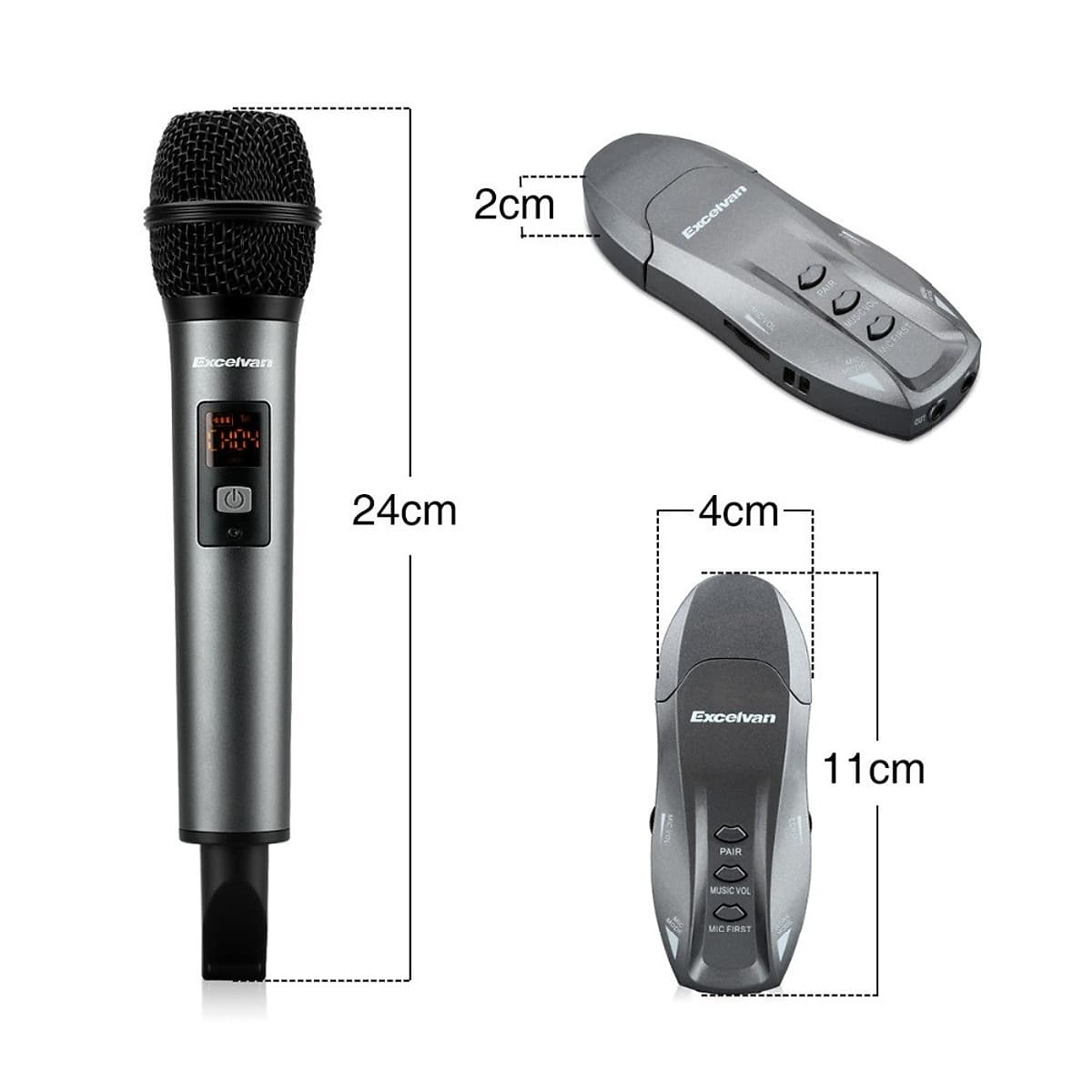 Micro Karaoke không dây Excelvan K18V 01 mic VHF - Hàng Chính Hãng