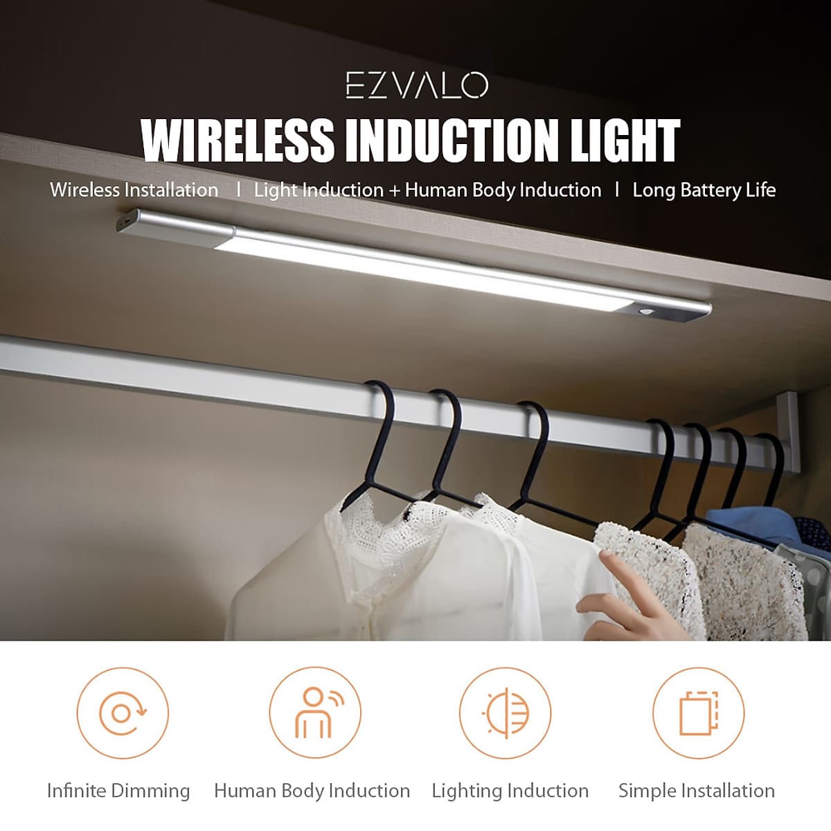Đèn LED Không Dây Xiaomi Youpin EZVALO Với Cảm Ứng Chuyển Động Cơ Thể Người Và Cảm Biến Hồng Ngoại 1500mah Có Thể Sạc Lại USB