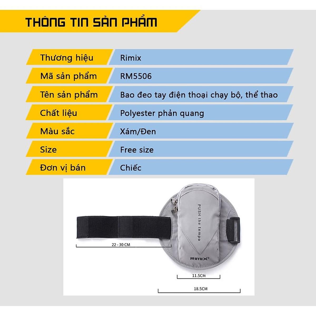 Bao đeo tay điện thoại chạy bộ, thể thao Rimix RM5506
