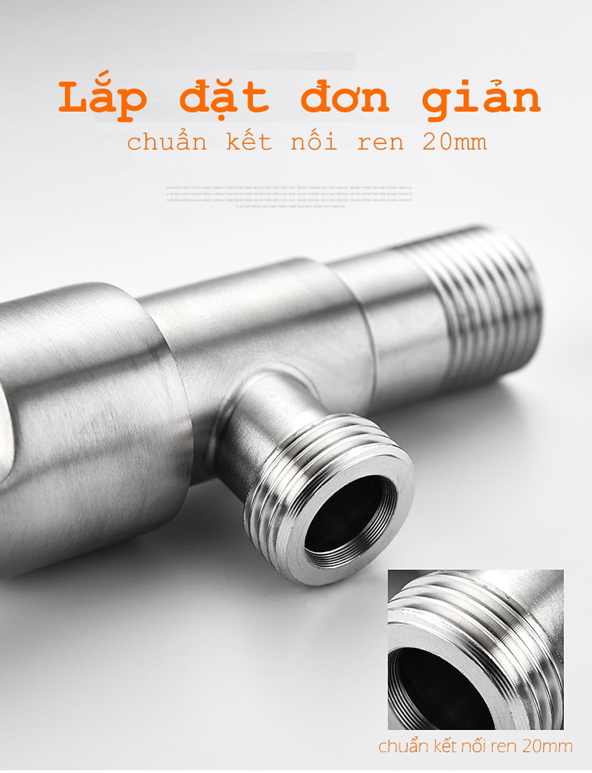 Van Nước 2 cổng xả có điều khiển riêng biệt dạng vòi chia nước. Đường kính van 20mm, Chất liệu bằng Inox 