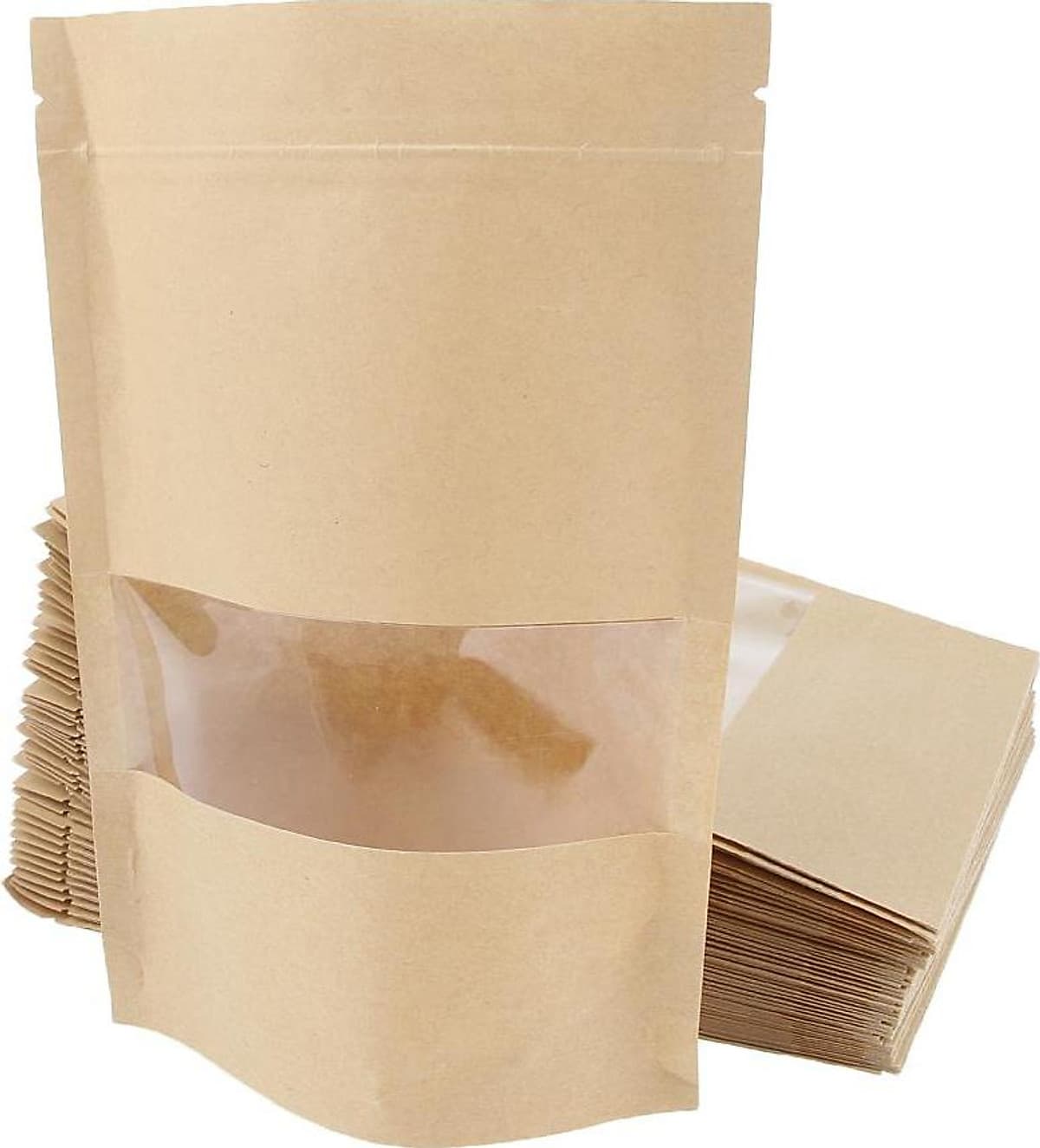 Túi Giấy 50x Đứng Lên Túi đựng Thực Phẩm Khóa Zip Bao Bì W / Window
