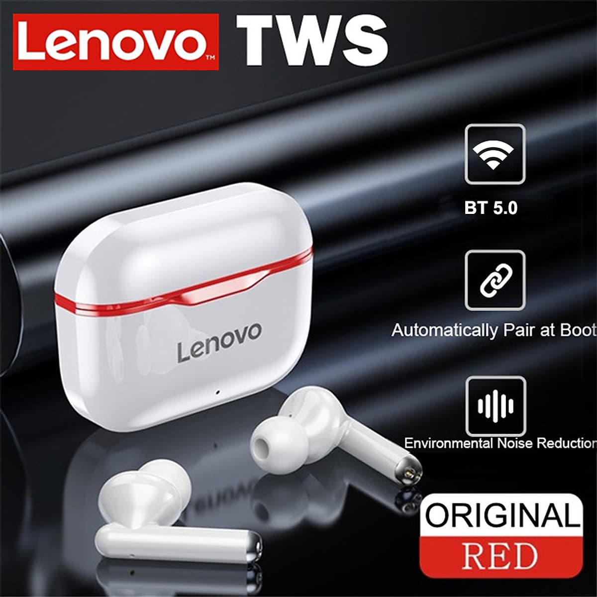 Tai nghe thể thao không dây Lenovo LP1 TWS Bluetooth 5.0 True Wireless cảm ứng thông minh chống thấm IPX4