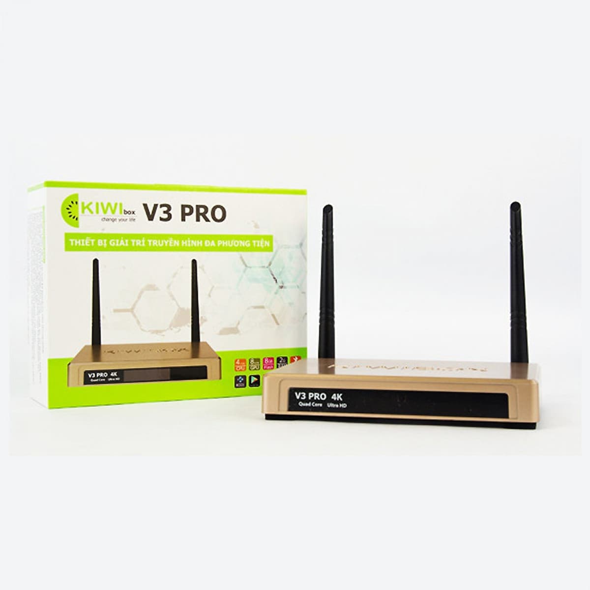 Android TV Box Kiwibox V3 Pro (Ram 2GB, hỗ trợ Bluetooth 4.0) - Hàng Chính Hãng - Tặng kèm chuột không dây Foter V181