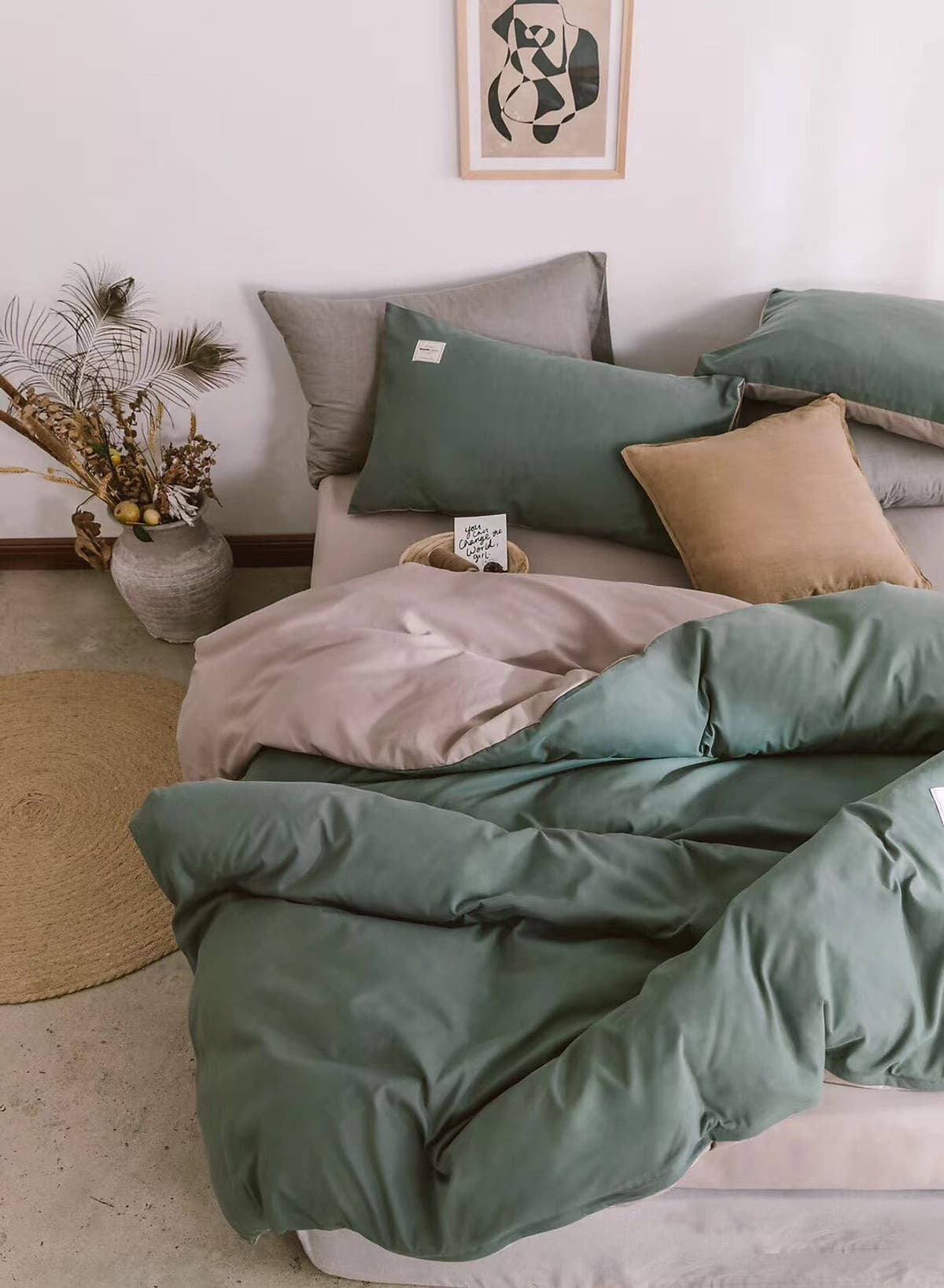 Bộ 4 món chăn ga gối cotton Tici cao cấp TC45 hàng đẹp (set gồm 1 ga, 1 chăn có khóa lồng được ruột, 2 vỏ gối)