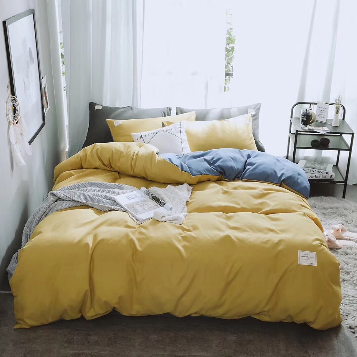 Bộ 4 món chăn ga gối cotton Tici cao cấp TC45 hàng đẹp (set gồm 1 ga, 1 chăn có khóa lồng được ruột, 2 vỏ gối)