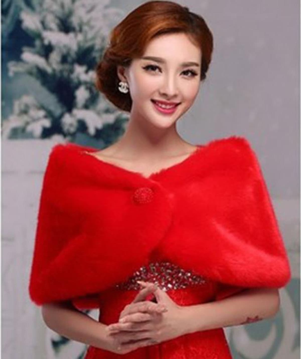 Khăn Choàng Giả Lông Thú Cho Cô Dâu
