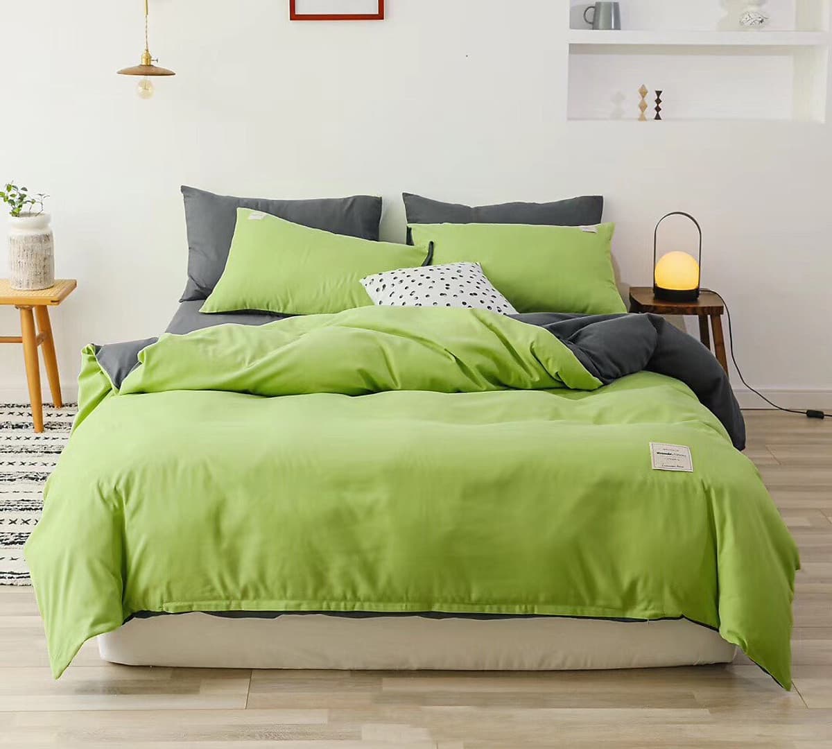 Bộ 4 món chăn ga gối cotton Tici cao cấp TC45 hàng đẹp (set gồm 1 ga, 1 chăn có khóa lồng được ruột, 2 vỏ gối)