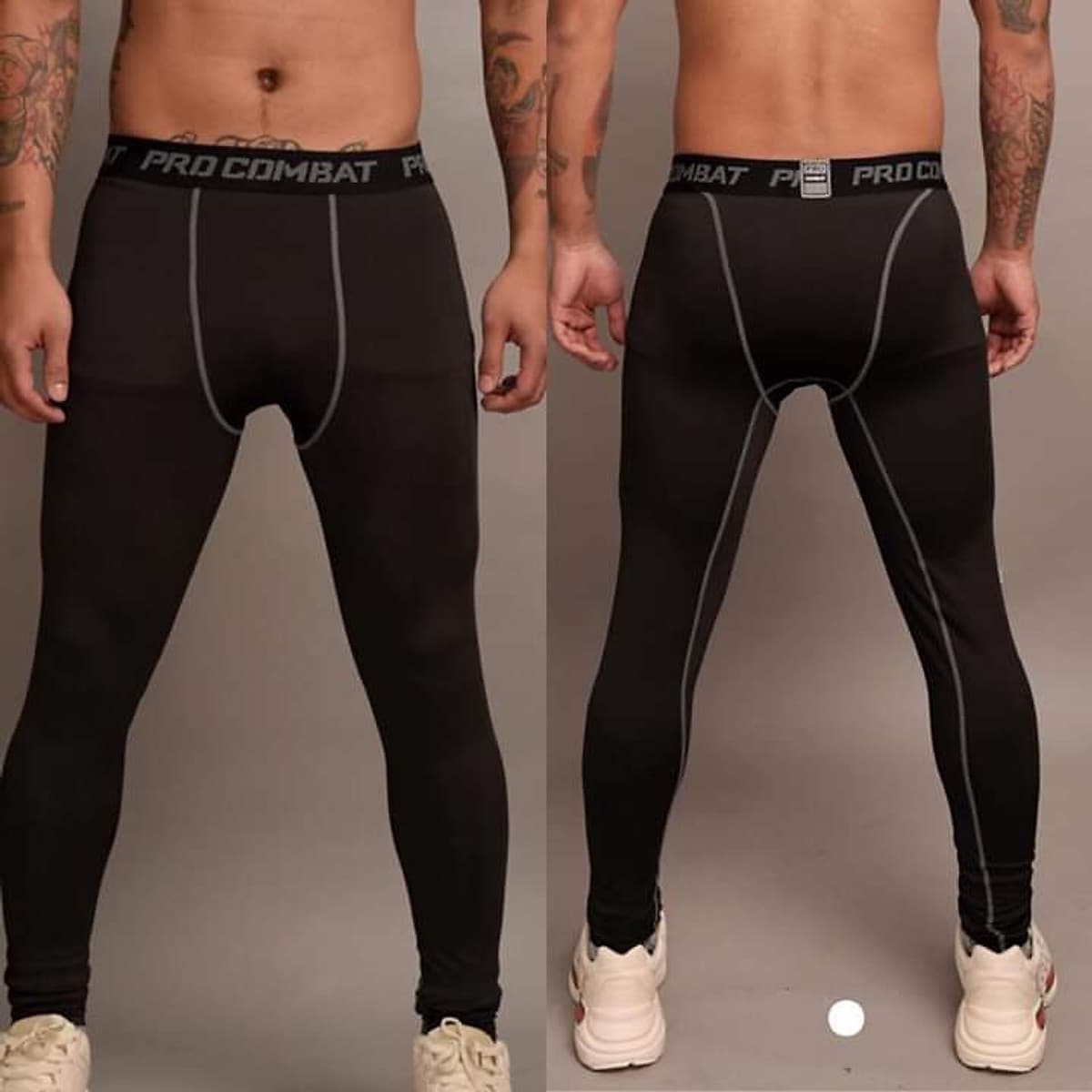 QUẦN GIỮ NHIỆT COMBAT PRO LEGGING TẬP GYM NAM DÁNG DÀI MÀU ĐEN