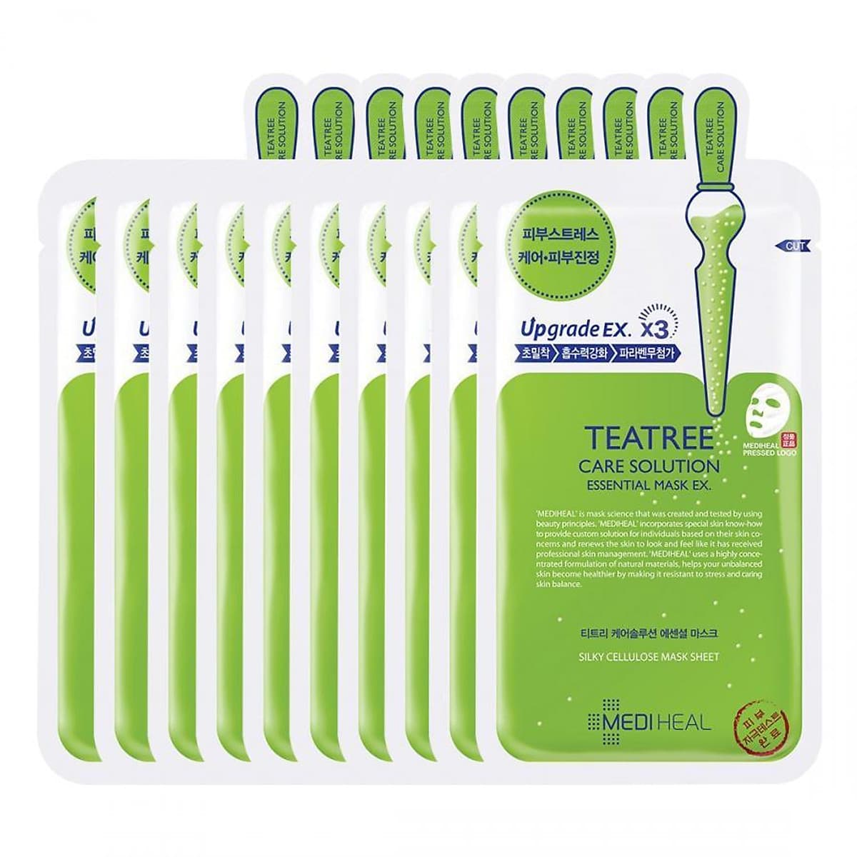 Hộp 10 Mặt nạ dưỡng da giảm mụn chiết xuất tràm trà Mediheal Teatree Solution Essential Mask Ex 25ml x10