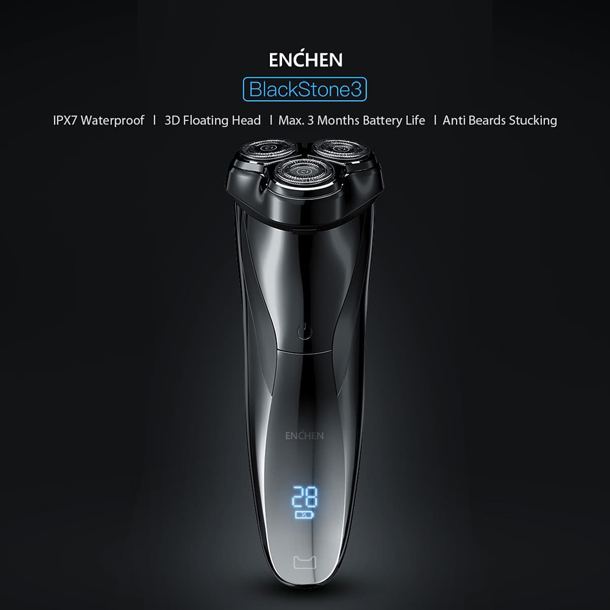 Máy Cạo Râu Điện Xiaomi Enchen BlackStone 3 3D Với 3 Lưỡi Cạo Và Kết Nối USB