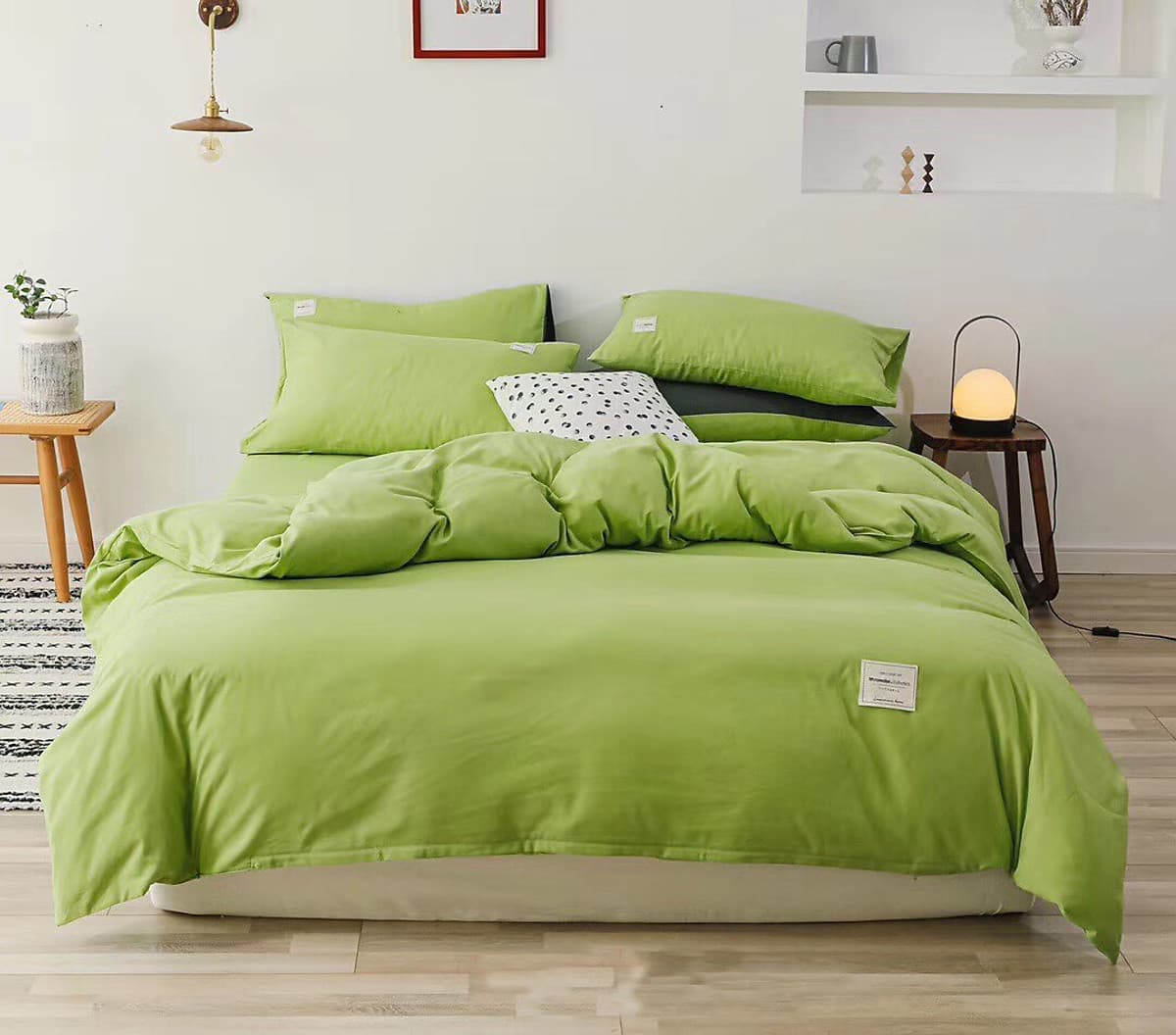 Bộ 4 món chăn ga gối cotton Tici cao cấp TC45 hàng đẹp (set gồm 1 ga, 1 chăn có khóa lồng được ruột, 2 vỏ gối)