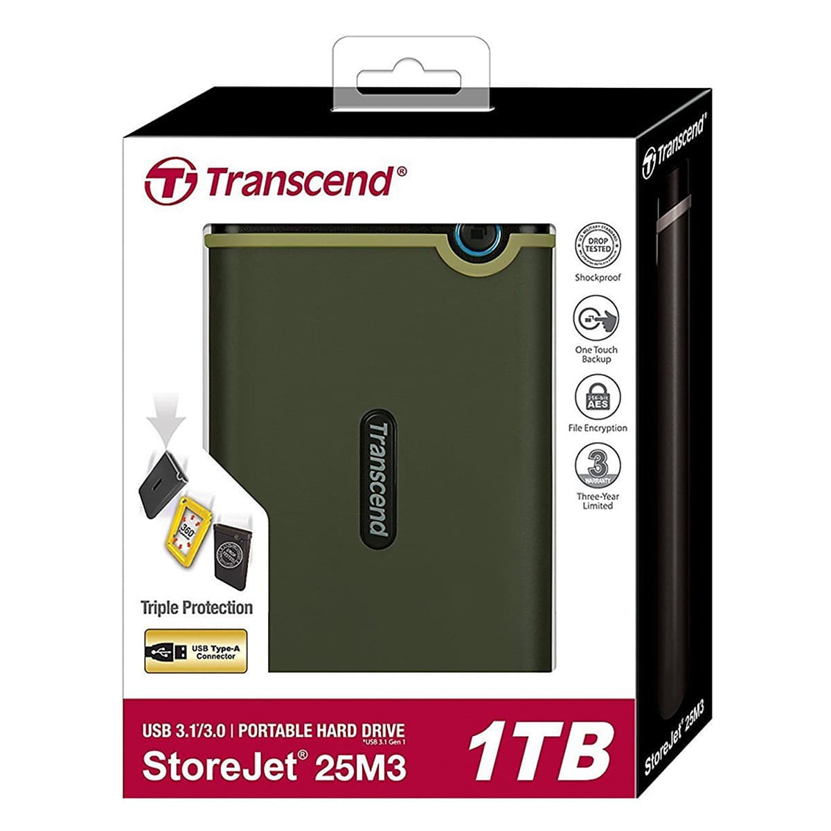 Ổ Cứng Di Động Transcend M3G 1TB Slim USB 3.0/3.1 TS1TSJ25M3G - Hàng Chính Hãng